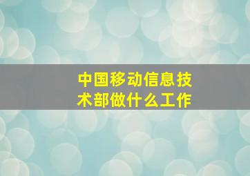 中国移动信息技术部做什么工作