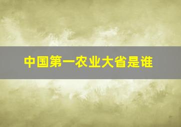 中国第一农业大省是谁