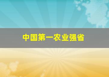 中国第一农业强省