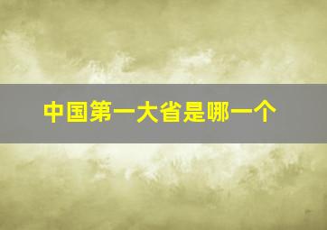 中国第一大省是哪一个