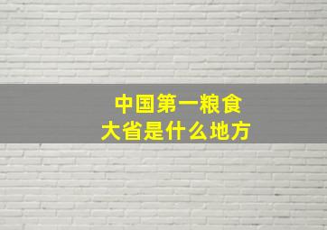 中国第一粮食大省是什么地方