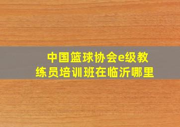 中国篮球协会e级教练员培训班在临沂哪里