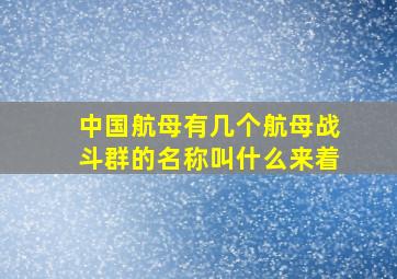 中国航母有几个航母战斗群的名称叫什么来着