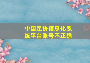 中国足协信息化系统平台账号不正确