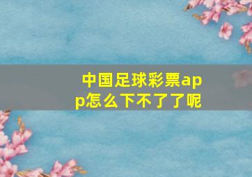 中国足球彩票app怎么下不了了呢