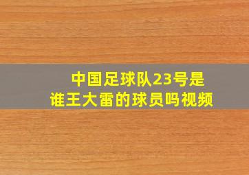 中国足球队23号是谁王大雷的球员吗视频