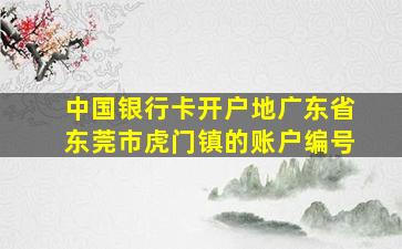 中国银行卡开户地广东省东莞市虎门镇的账户编号