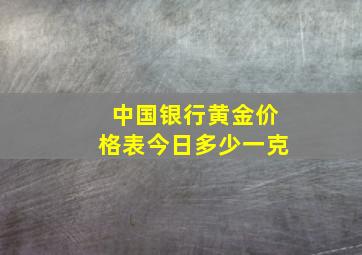 中国银行黄金价格表今日多少一克