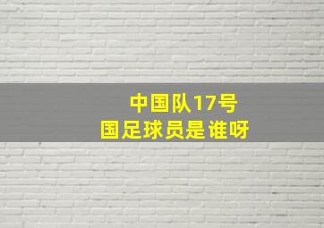 中国队17号国足球员是谁呀