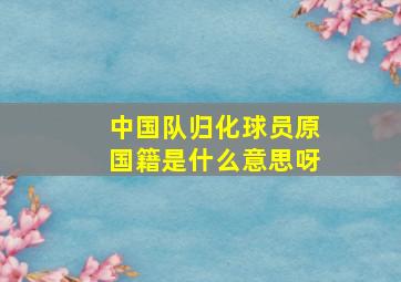 中国队归化球员原国籍是什么意思呀