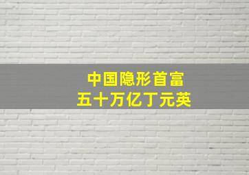 中国隐形首富五十万亿丁元英