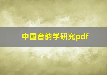 中国音韵学研究pdf