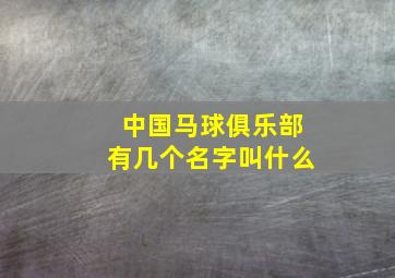 中国马球俱乐部有几个名字叫什么