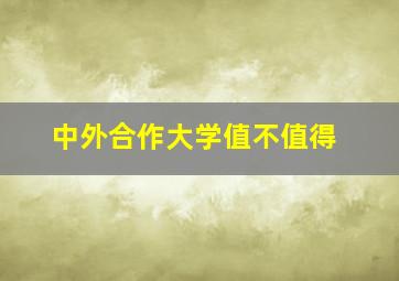 中外合作大学值不值得