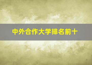 中外合作大学排名前十