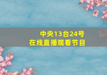 中央13台24号在线直播观看节目