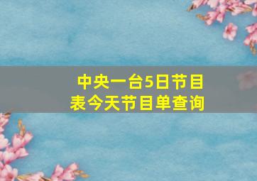 中央一台5日节目表今天节目单查询