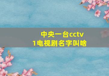 中央一台cctv1电视剧名字叫啥