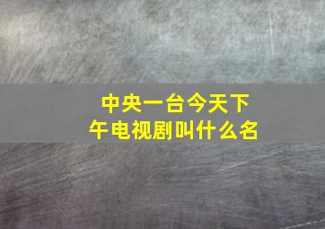 中央一台今天下午电视剧叫什么名