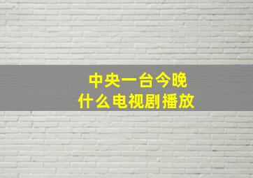 中央一台今晚什么电视剧播放