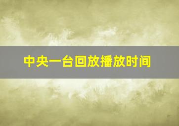 中央一台回放播放时间