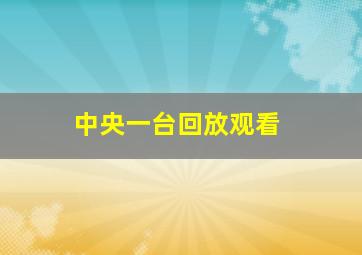 中央一台回放观看