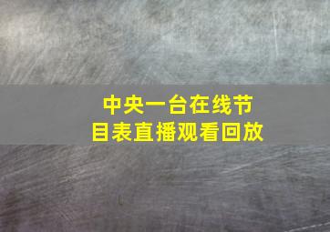 中央一台在线节目表直播观看回放