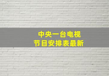 中央一台电视节目安排表最新