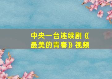 中央一台连续剧《最美的青春》视频