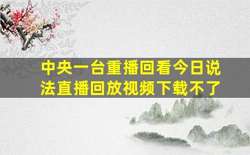 中央一台重播回看今日说法直播回放视频下载不了