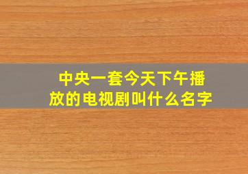 中央一套今天下午播放的电视剧叫什么名字