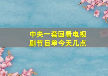 中央一套回看电视剧节目单今天几点