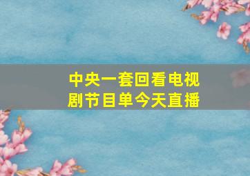 中央一套回看电视剧节目单今天直播