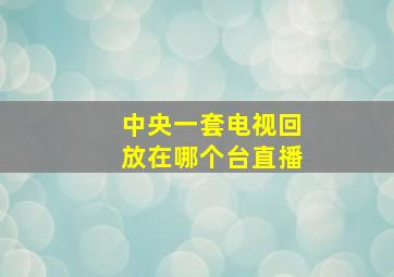 中央一套电视回放在哪个台直播