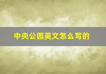 中央公园英文怎么写的