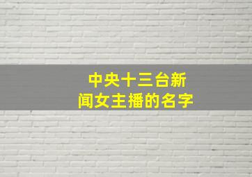 中央十三台新闻女主播的名字