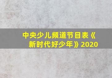 中央少儿频道节目表《新时代好少年》2020