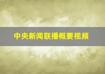 中央新闻联播概要视频