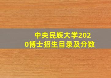 中央民族大学2020博士招生目录及分数