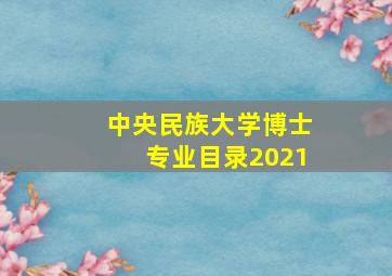 中央民族大学博士专业目录2021