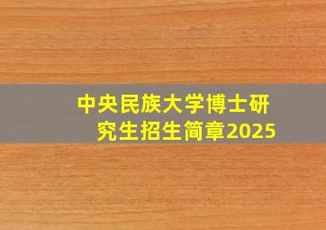 中央民族大学博士研究生招生简章2025