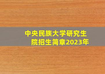 中央民族大学研究生院招生简章2023年