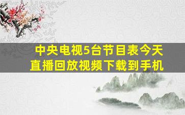 中央电视5台节目表今天直播回放视频下载到手机