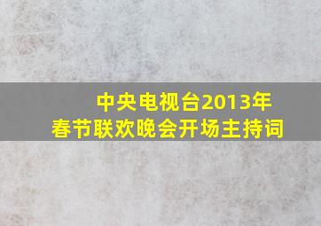 中央电视台2013年春节联欢晚会开场主持词