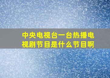 中央电视台一台热播电视剧节目是什么节目啊