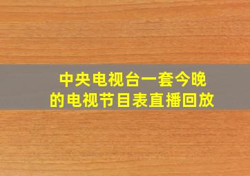 中央电视台一套今晚的电视节目表直播回放