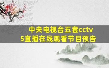 中央电视台五套cctv5直播在线观看节目预告