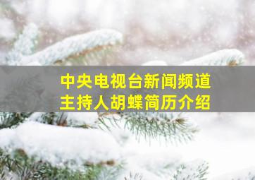 中央电视台新闻频道主持人胡蝶简历介绍