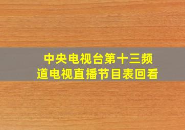 中央电视台第十三频道电视直播节目表回看