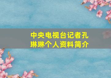 中央电视台记者孔琳琳个人资料简介